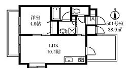 エクセレントフラッツ品川 1LDKの間取図画像