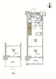 RJRプレシア蒲田 1LDKの間取図画像