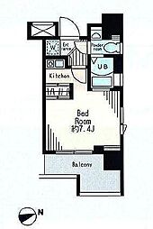 レジディア市谷薬王寺 ワンルームの間取図画像