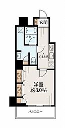 クローバー六本木 1Kの間取図画像