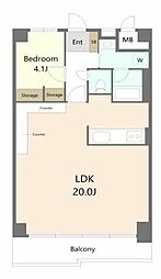 ソフトタウン晴海 1LDKの間取図画像