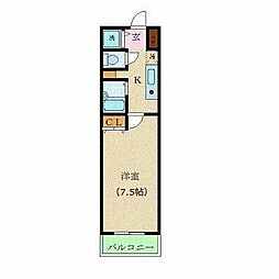 カスタリア新宿 1Kの間取図画像