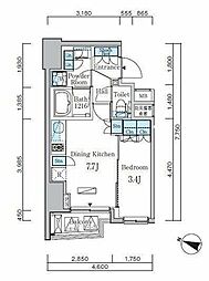 URBANCORE原宿 1DKの間取図画像