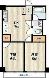 リライアンス湯立坂 2DKの間取図画像