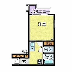 スカイコート麻布 1Kの間取図画像