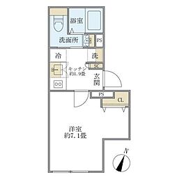 プラティーク中野坂上 1Kの間取図画像