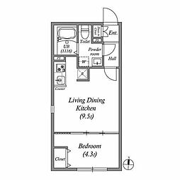ルオーレ池上2 1LDKの間取図画像