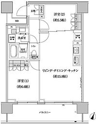 パークハビオ渋谷本町レジデンス 2LDKの間取図画像