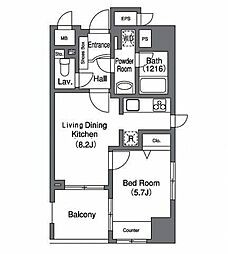 プライムアーバン中目黒2 1LDKの間取図画像