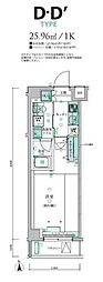 LIVCITY西早稲田 1Kの間取図画像