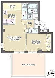 ヒルトップレジデンス大崎 1LDKの間取図画像