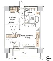ブランシエスタ木場 2SLDKの間取図画像