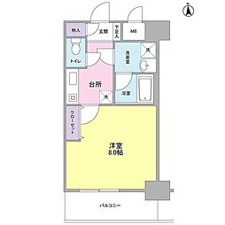 セレーノ品川 1Kの間取図画像