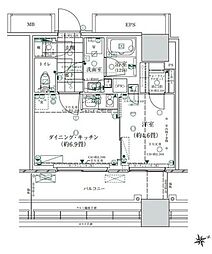ローレルタワールネ浜松町 1DKの間取図画像