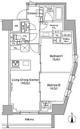 ザ・パークハビオ三軒茶屋 2LDKの間取図画像