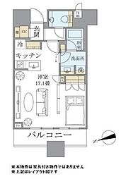 ブリリアタワーズ目黒サウスレジデンス ワンルームの間取図画像