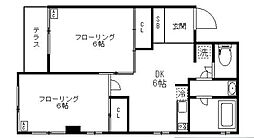 サニークレスト初台 2DKの間取図画像