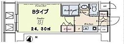 HF駒沢公園レジデンスTOWER 1Kの間取図画像