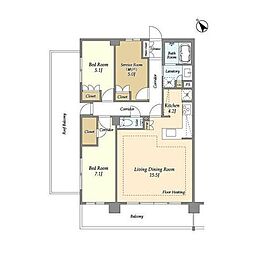 センチュリー尾山台グレイス 2SLDKの間取図画像