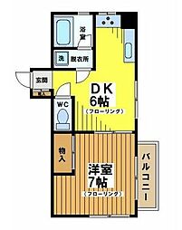 三幸レジデンス 1DKの間取図画像