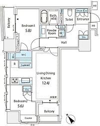 ミレアコート銀座プレミア 2LDKの間取図画像