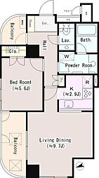 西早稲田南ウイング 1LDKの間取図画像