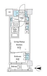J.GRANCourt品川西大井EAST 1LDKの間取図画像