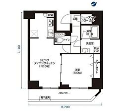 アーバネックス大森 1LDKの間取図画像