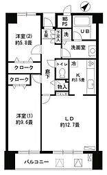アステリオン松濤 2LDKの間取図画像