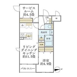 ラペルラ桜新町 1SLDKの間取図画像