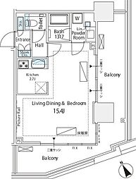 シティタワー新宿 1Kの間取図画像