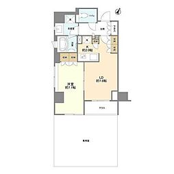 COSMOSREID市ヶ谷払方町 1LDKの間取図画像