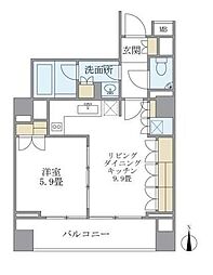 KDXレジデンス南麻布 1LDKの間取図画像