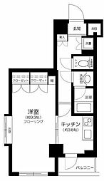 パレステュディオ新宿パークサイド 1Kの間取図画像