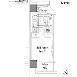 パークハビオ赤坂タワー 1Kの間取図画像