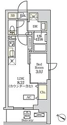 コスモグラシア新宿西早稲田 1LDKの間取図画像