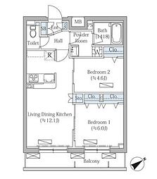 ロヴィーネ目黒東山 2LDKの間取図画像