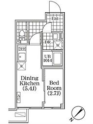 BRICKRESIDENCE目黒本町 1DKの間取図画像