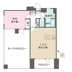 クレベール西新宿 1LDKの間取図画像