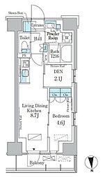 パークアクシス新宿百人町 1LDKの間取図画像