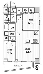 エスレジデンス目黒大岡山ブレサ 2LDKの間取図画像