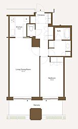 六本木ヒルズレジデンスA棟 1LDKの間取図画像