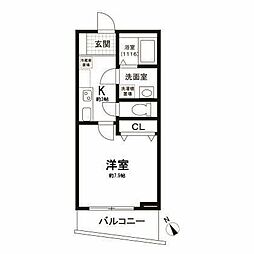 サンタグリュス・武蔵小山 1Kの間取図画像