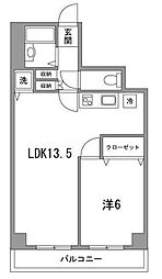 セブンハイツ芝 1LDKの間取図画像