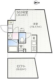 エミリア 1Kの間取図画像