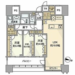 パークコート文京小石川ザタワー 3LDKの間取図画像