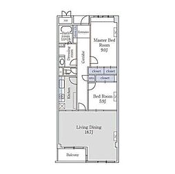 アーバンコート市ヶ谷 2LDKの間取図画像
