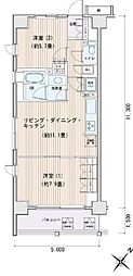 エスティメゾン豊洲レジデンスB棟 2LDKの間取図画像