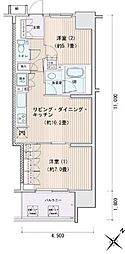 エスティメゾン豊洲レジデンスB棟 2LDKの間取図画像