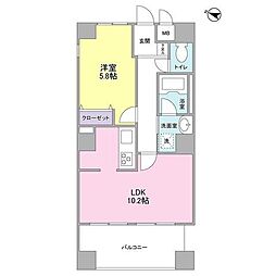 ボヌール都立大学参番館 1LDKの間取図画像